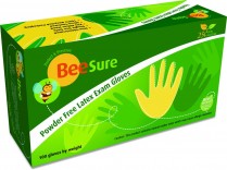 407-BE2817 BeeSure PF Latex Textured Gloves Medium (100)