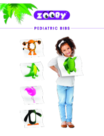 114-295200 Zooby Pediatric Bibs 13.5 x 9 Assorted Characters (100)