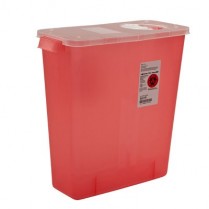 336-8527R Kendall Sharps Container Red Transparent w/Rotor Lid 3 Gal