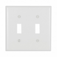 CWD-2139W 2 Gang PVC Toggle Switch Plate - white