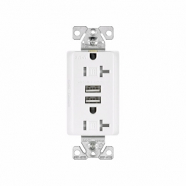 CWD-TR7756W Duplex Receptacle 20A 125V plus 2 USB charger 3.1A - White