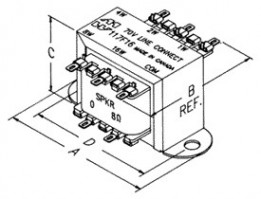 HAM-117F32 70V to 8ohm Matching Transformer