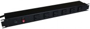 HAM-1582H6A1BK Hammond 6 outlet rack mount power bar, 6' Cord