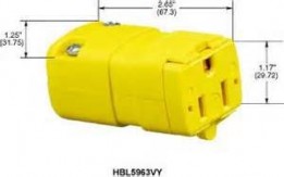 HUB-HBL5963VY 2P3W Commercial Grade Female Plug 5-15R 15A 125V - Yellow
