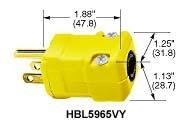 HUB-HBL5965VY 2P3W Commercial Grade Male Plug 5-15R 15A 125V - Yellow