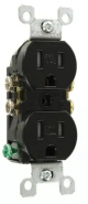 KORA-SWD45558 TR Decora Residential Duplex Receptacle - 15A 125V - Black