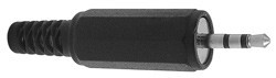 MODE-242230 2.5mm Stereo Plastic Plug w/strain relief - Black
