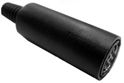 MODE-261600 Mini DIN - 6 Position Female Inline Jack Plastic - Black