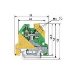 WIE-5750490550 WK4SL/U - DIN Rail Feed Thru Block - Green/Yellow