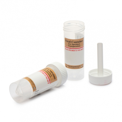 URC-026B FECAL CONTAINER WITH WHITE SPOON CAP