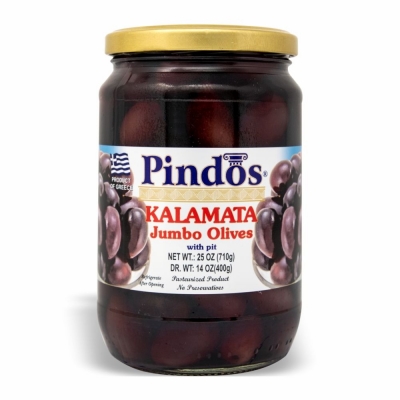 21-225-2 PINDOS KALAMATA JUMBO OLIVE 6/400 GR