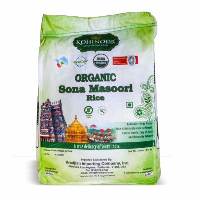 33-243-1 KOHINOOR SONA MASOORI ORGANIC RICE 20 LB