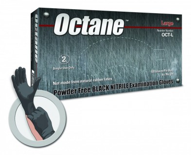  Octane (case) - 5 mil Black Powder Free Nitrile Gloves