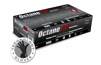  Octane HD (case) - 6 mil Black Powder Free Nitrile Gloves