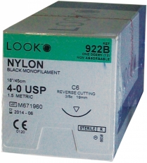 928B SUTURE NYLON 3-0 18" C6 3/8 NDL 18MM RV CUT LOOK BLK MONOFIL