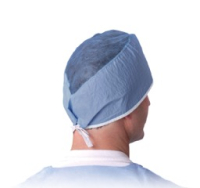 NON28625 DISPOSABLE SURGEONS CAPS, TIE BACK, BLUE