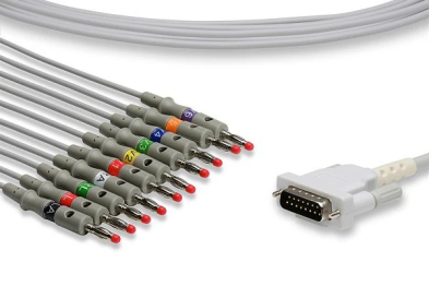 EM-2255-0001 Schiller Compatible Bonded Cable,Resting, 10 lead Banana