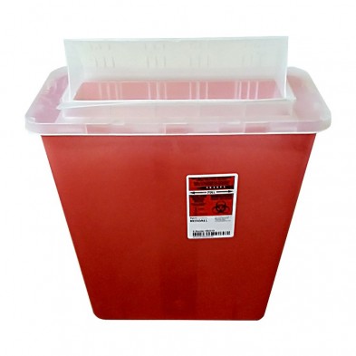 EM-3252-221R Sharps Container  - 12 quart Transparent Red