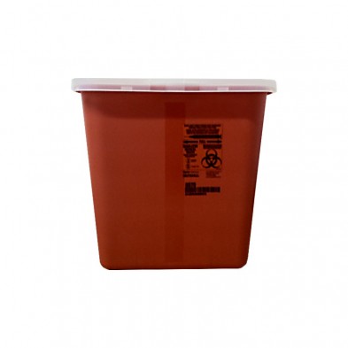 EM-3253-8970 Sharps Container - 2 Gallon Red w/Rotor Lid