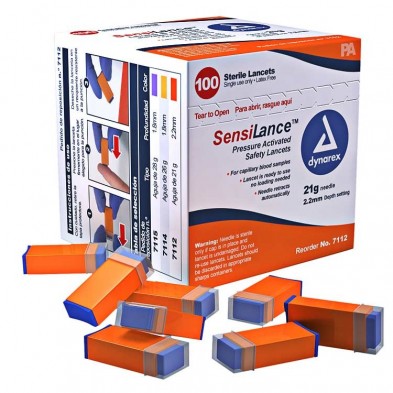 EM-6211-7112 SensiLance Pressure Activated Safety Lancet 21G 100/box