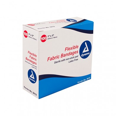 EM-6324-3612 Flexible Fabric Bandage 1"x3"  Sterile 100/box