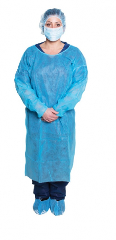 EM-6490-01BL Isolation Gown, blue, Long Sleeve