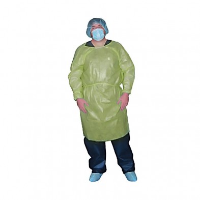 EM-6490-0352 Isolation Gown, Yellow, Long Sleeve