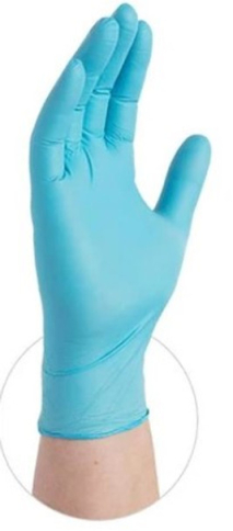 EM-6500-2100 Ammex Nitrile Exam Glove, Small, PF, Blue, 100/bx