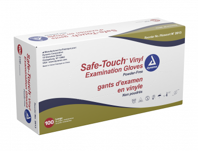 EM-6500-2613 Safe-Touch Vinyl Exam Glove, PF, NS, Large, 100/box