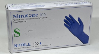 EM-6500-5052 Nitracare LF Nitrile Exam Glove, PFT, Small 100/bx