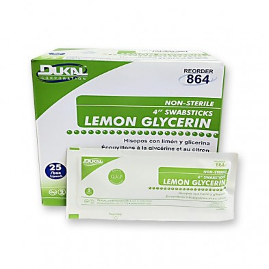 EM-6621-0864 Lemon Glycerin Swabsticks, 3/pack, 25pk/box