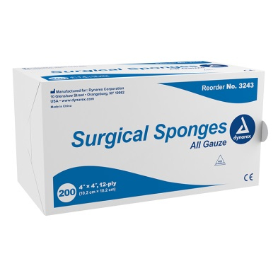 EM-6627-3243 4"x 4"  12 ply NS Gauze 200/sleeve