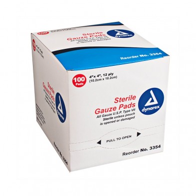 EM-6627-3354 4"x 4" Sterile 1's 12 ply Gauze 100/box