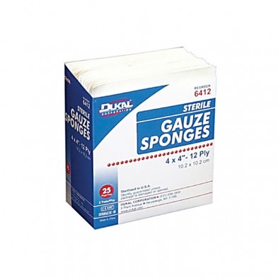 EM-6627-6412 Gauze Sponge, 4" x 4", Sterile, 12-Ply