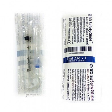EM-6830-5905 3cc Syringe w/23G x 1" Safety Glide Needle - 50/box