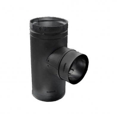 Stove Pipe Adapter Tee Black  3"