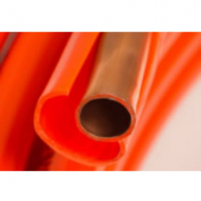 Orange OD refrigeration coated copper tubing for fuel oil.