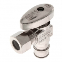 1/4" Comp X 1/2" F1960 PEX (Wirsbo) Brass Angle Ice Maker Valve - Ball Type Chrome Supply Stop