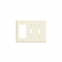 PJ226-W Leviton 3-Gang 2-Toggle 1-Decora/GFCI Device Combination Wallplate, Midway Size, Thermoplastic Nylon, Device Mount - White