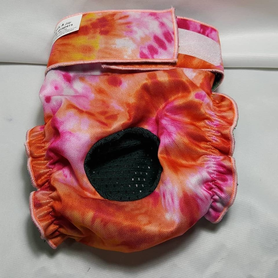 JNJ Female Dog Diaper 2XS Orange/Pink Tie Dye*