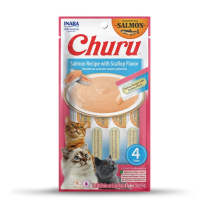 INA Churu Puree Salmon w/Sclp Flavor 4pk CARTON 6x2oz (8)NEW