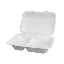 Bio Sugarcane Bagasse 2-Compartment Container 9x6x3" 250/cs