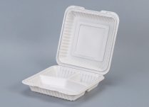 PP White Hinged 3-Comp Container 9x9x2.7''150pcs/cs
