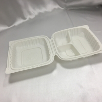 PP Hinged Container 3-Comp. White 8x8x3" 180/cs