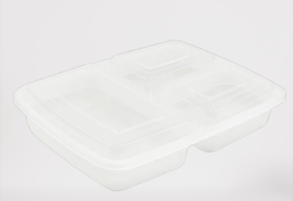 LRR 48oz 3-Comp White Rectangle Container 100set/cs | Moshe Paper