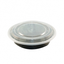 PCM 16oz Black Round Container (RC16) 150set/cs