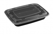 TIYA 58oz Rectangle Black with Clear Lid Container150sets