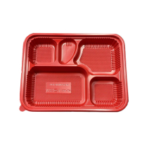 5 Compartment Red Bento Box 300/cs
