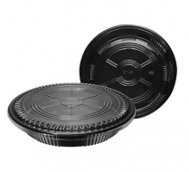 14" Sushi  Black Party Tray with C/Lid(OP-600S-B) 100sets/cs