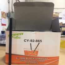 6" Black cocktail straw 7x152mm 250/box (9 box/cs)